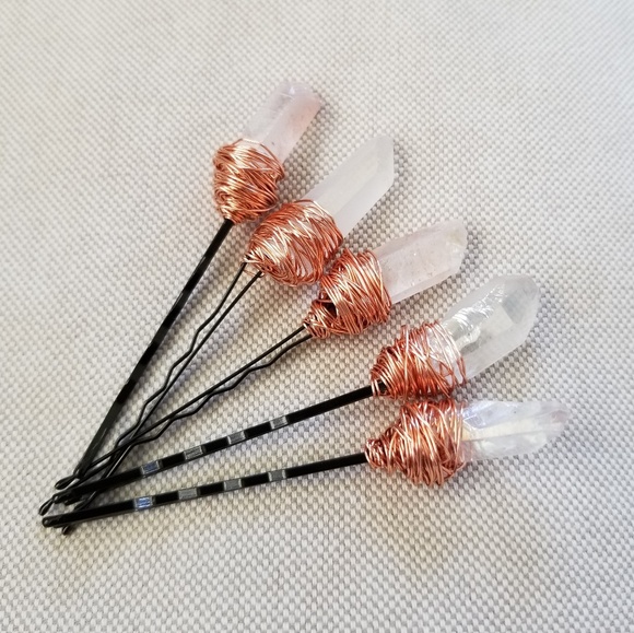 💗New!💗 Pale Pink Crystal Hair Pins - Picture 1 of 5